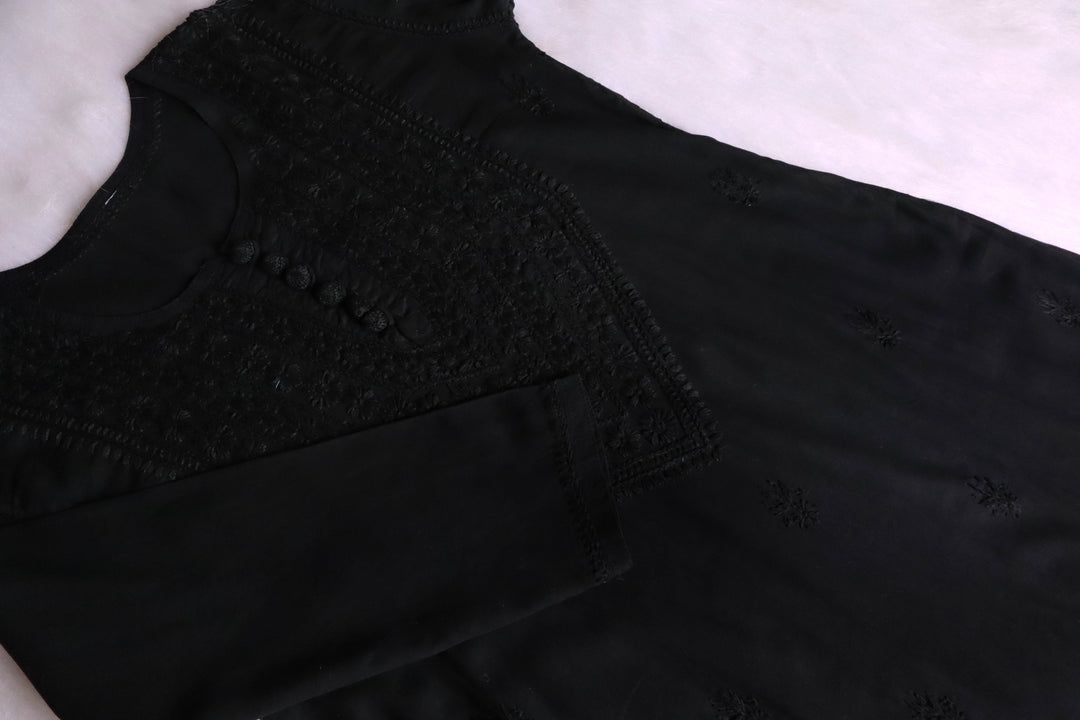 Haania Black Long Cotton Kurta