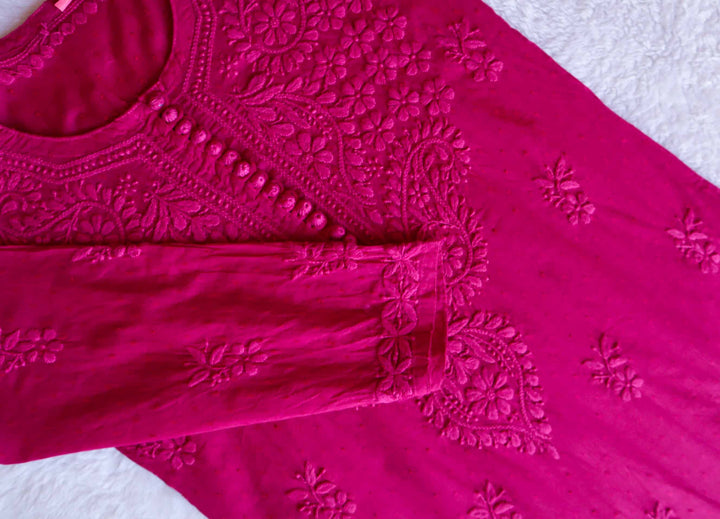 Nazakat Deep Pink Cotton Kurta