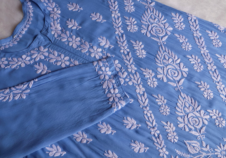Mahnoor Ice Blue Pure Modal set