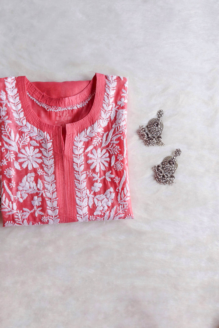 Elaya Mauve Pink & White Chanderi Kurta