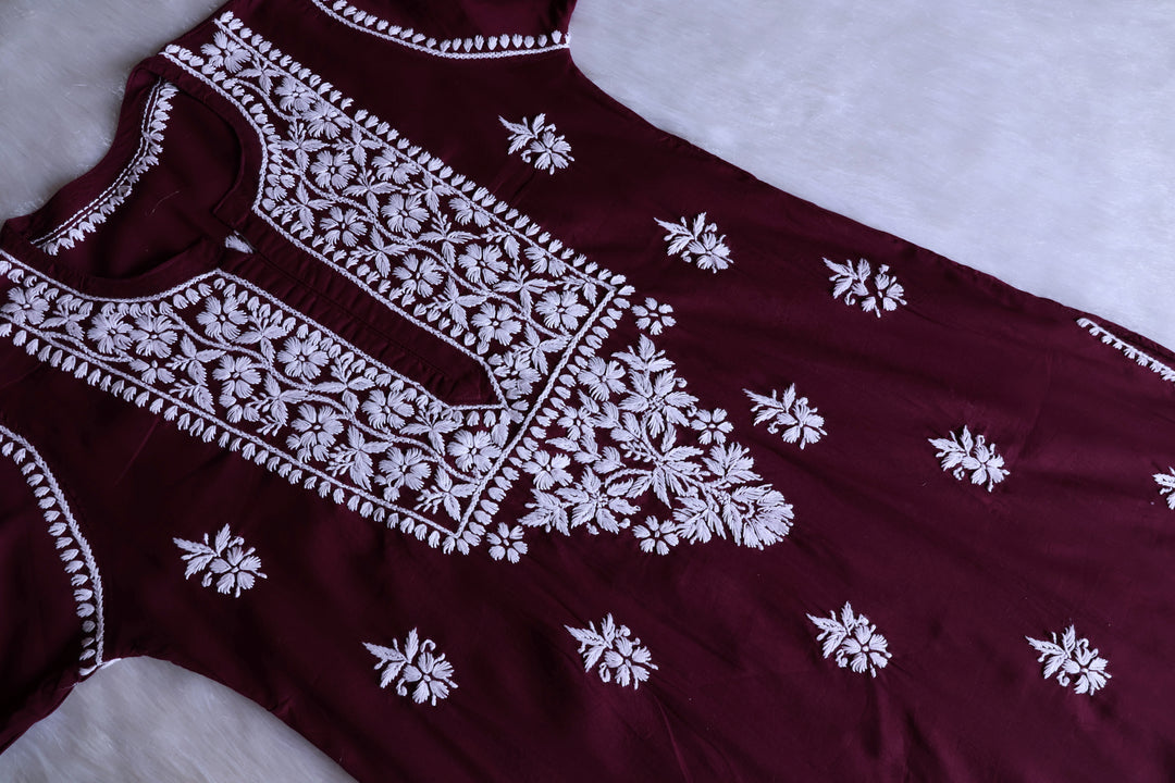 Waliya Deep Plum Cotton Kurta