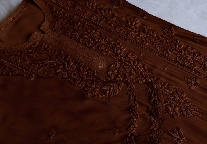 Mahnoor Chocolate Brown Viscose Georgette Kurta