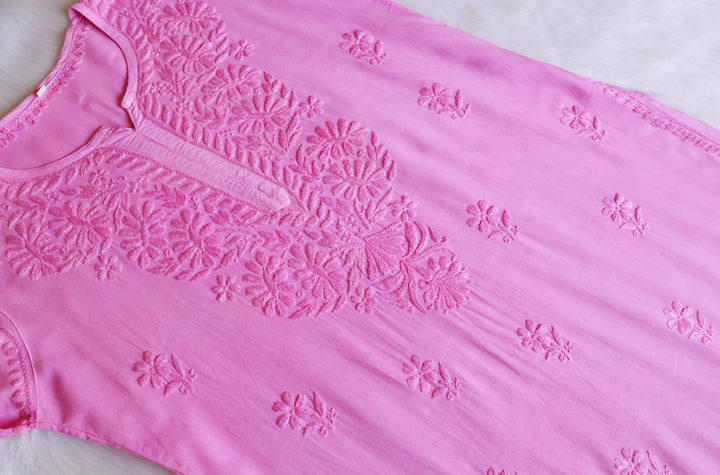 Amirah Baby Pink Ombre Long Rayon Kurta