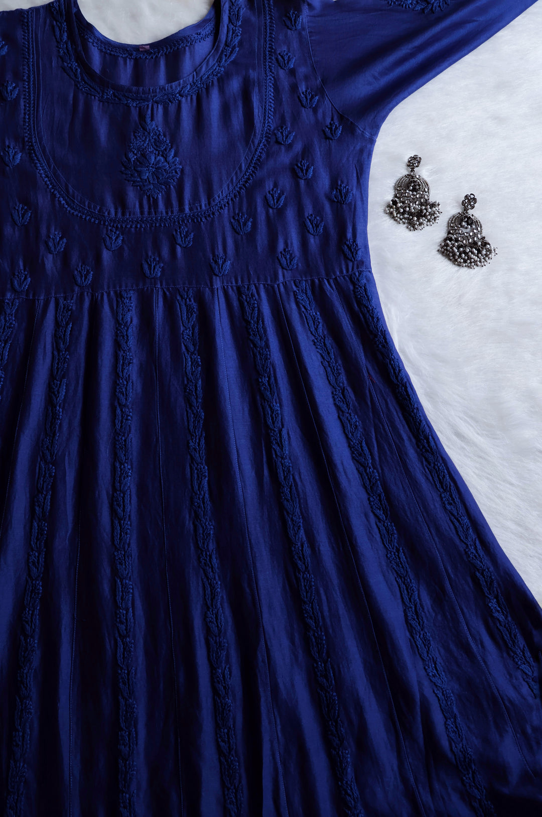 Naqsh Royal Blue Pure Chanderi Silk Anarkali