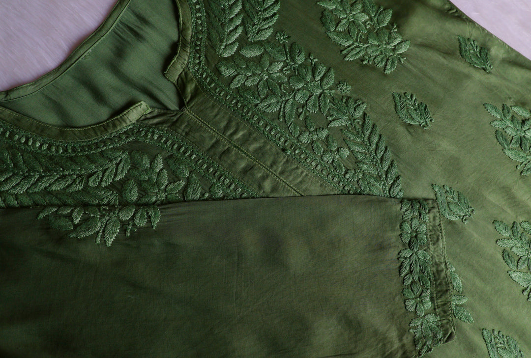 Mehr Olive Green Modal Silk short top
