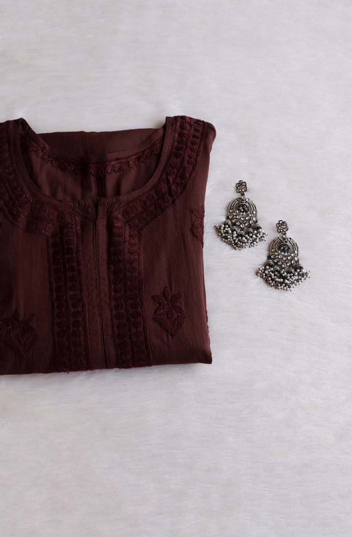 Saleha Chocolate Brown Cotton Kurta