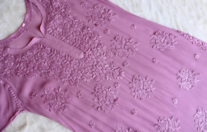 Hoor Dusty Purple Viscose Georgette Kurta