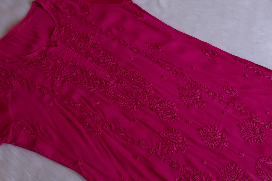 Haania Deep Pink Pure Muslin  Kurta