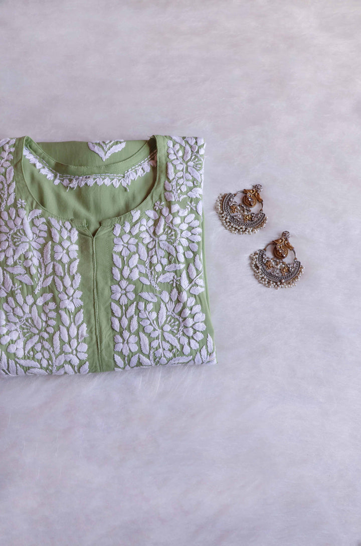 Raaha Sage Green Long Rayon kurta