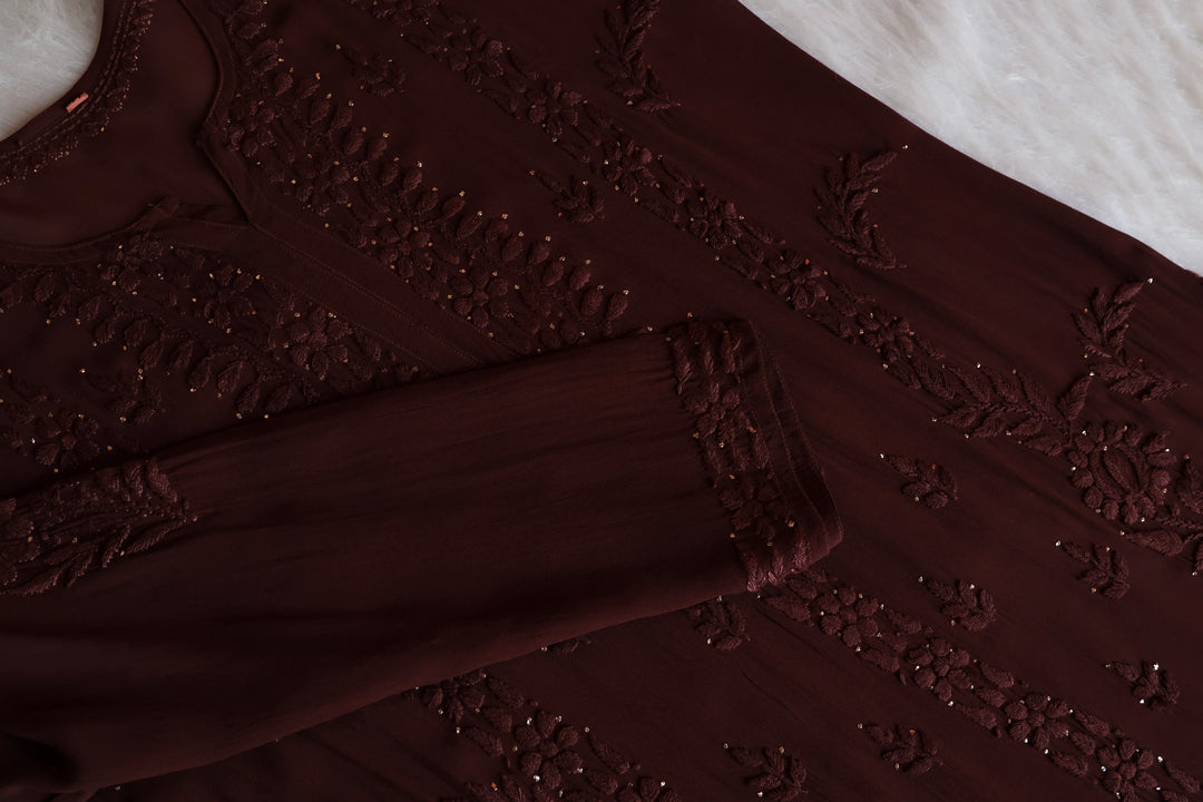 Zamda Chocolate Brown Viscose Georgette Kurta