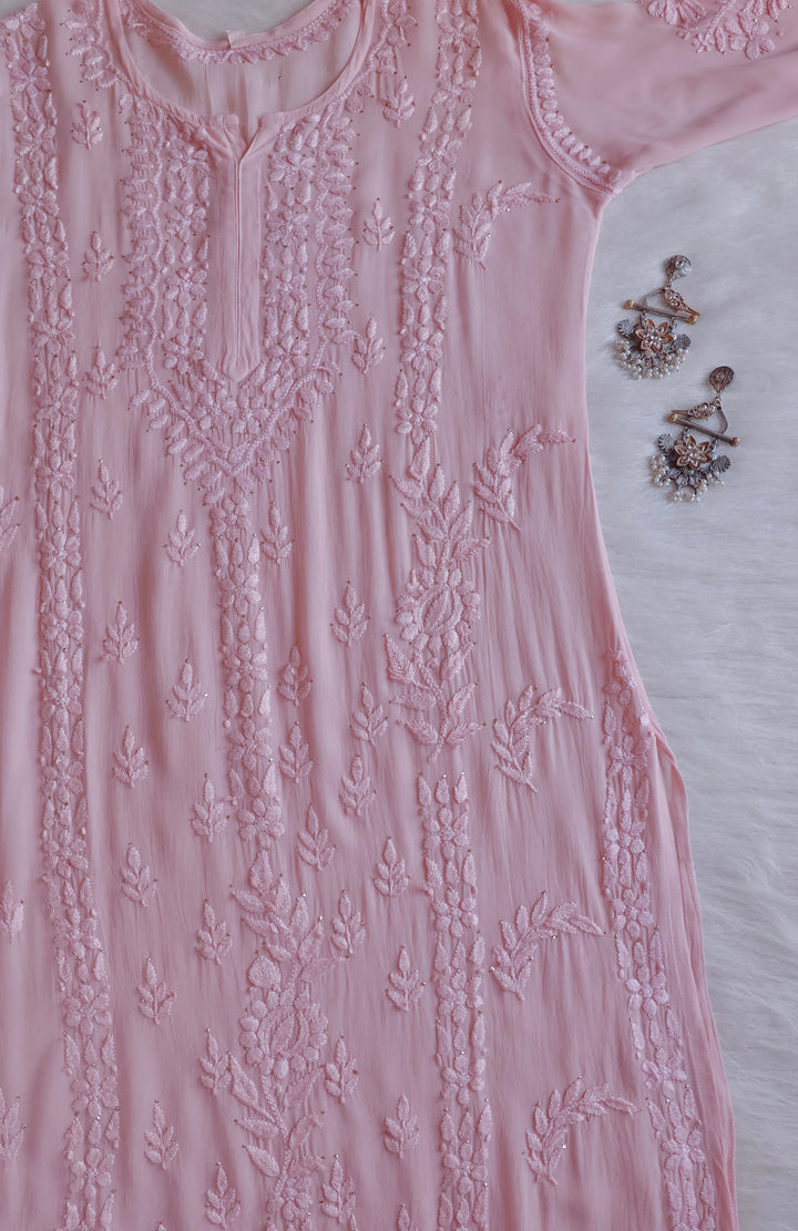 Zamda Rose Beige Viscose Georgette Kurta