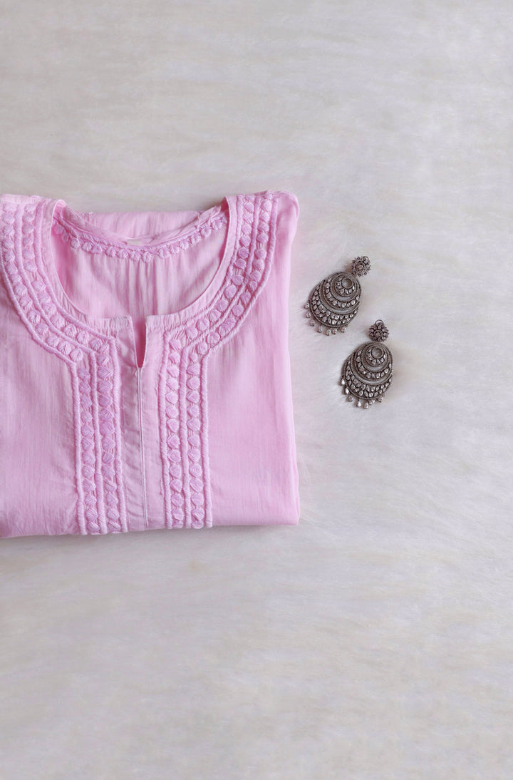 Saleha Baby Pink Cotton Kurta