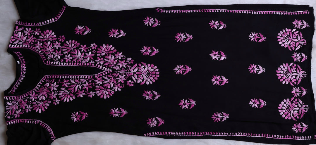 Laiba Black & Lavender Long Rayon kurta