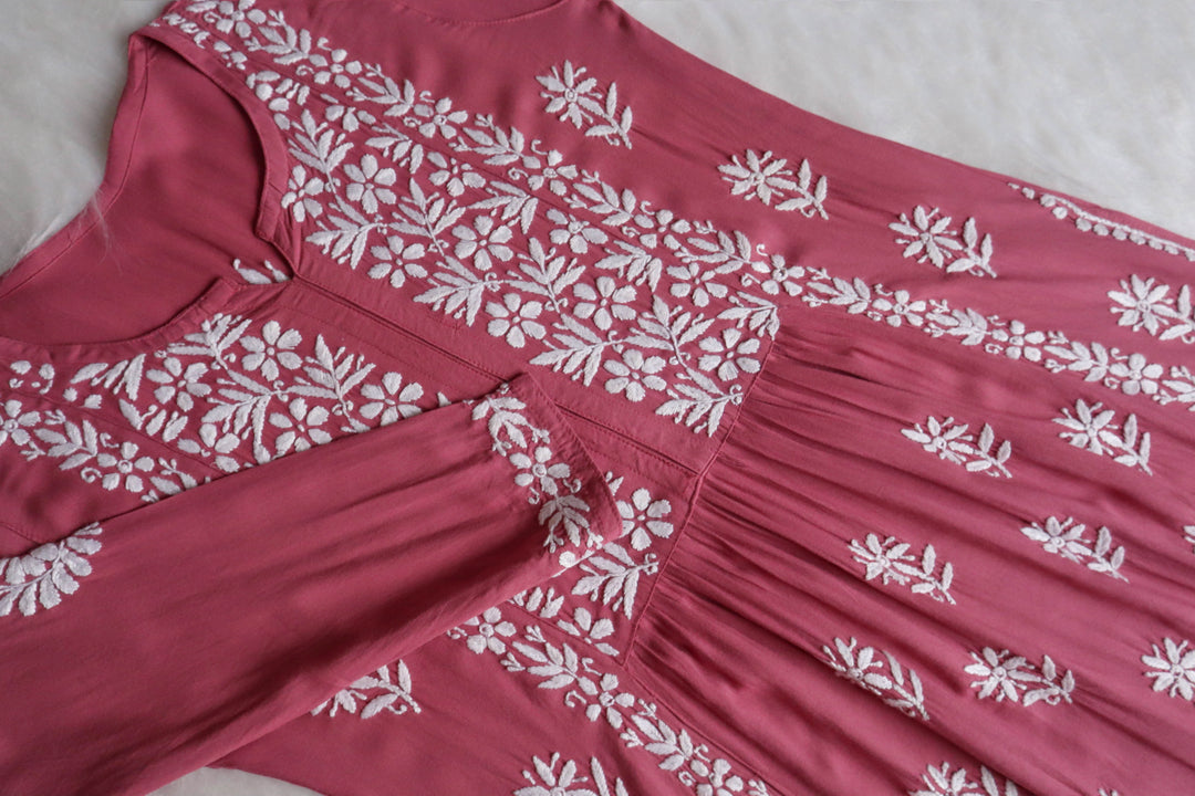 Ayesha Mauve Pink Nyra Cut Rayon Kurta
