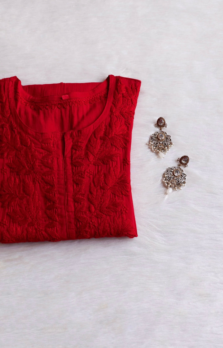 Zaira Red Pure Cotton Kurta