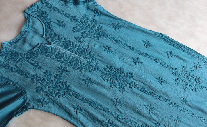 Alanah Sea Blue Pure Chanderi set