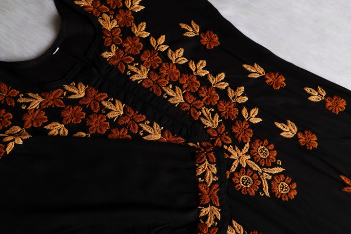 Gulbahaar Black, Caramel & Beige Rayon Kurta Set