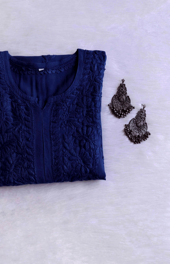 Amirah Navy Blue Long Rayon Kurta