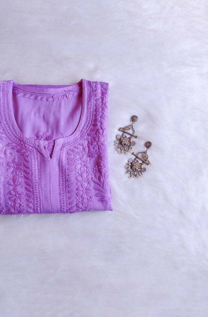 Laila Lavender Ombre Long Rayon Kurta