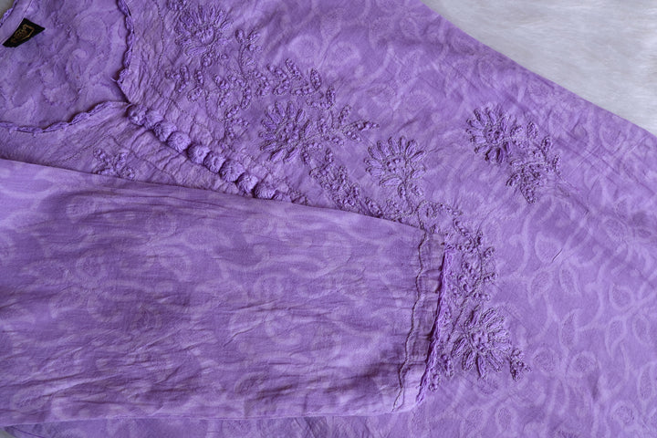 Lavender Long Jacquard Cotton kurta