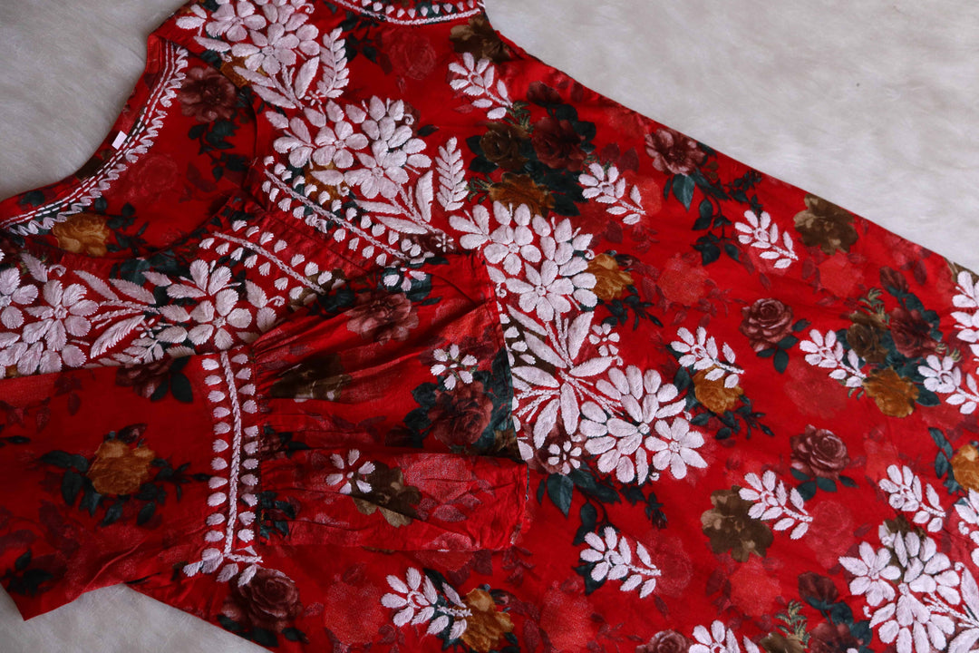 Ishra Red Pure Mulmul set