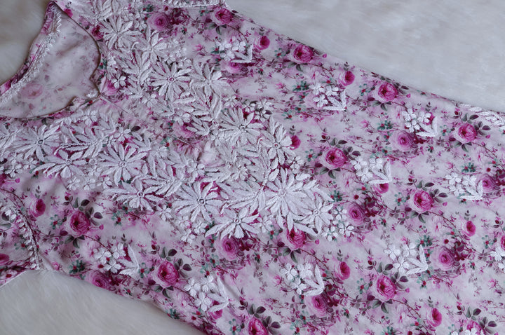 Gulbahaar Purple Floral Long Rayon kurta