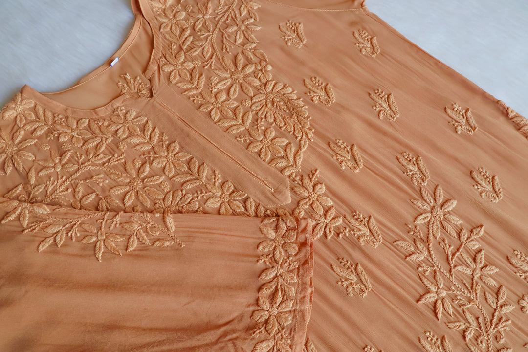 Waliya Beige Viscose Georgette Kurta