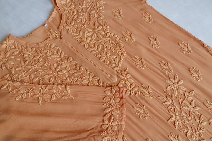 Waliya Beige Viscose Georgette Kurta