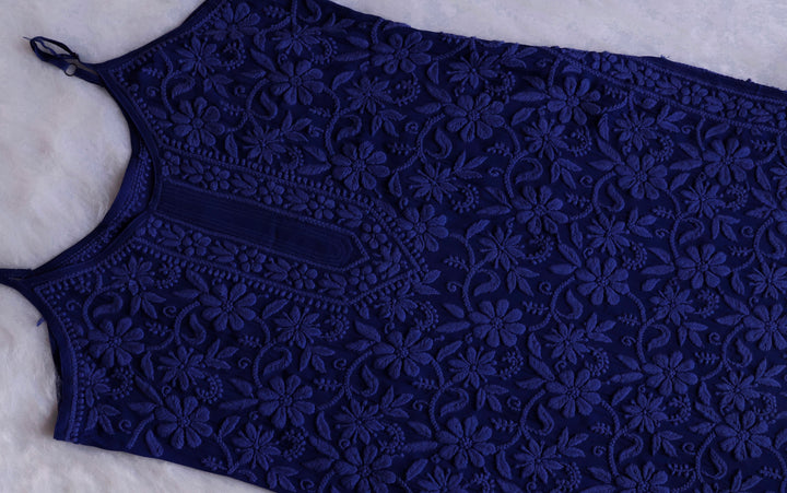 Mehr Royal Blue Long Viscose Strappy Kurta