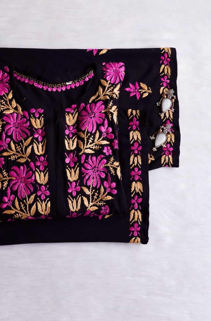 Gulaab Black, Pink & Beige Rayon Kurta Set