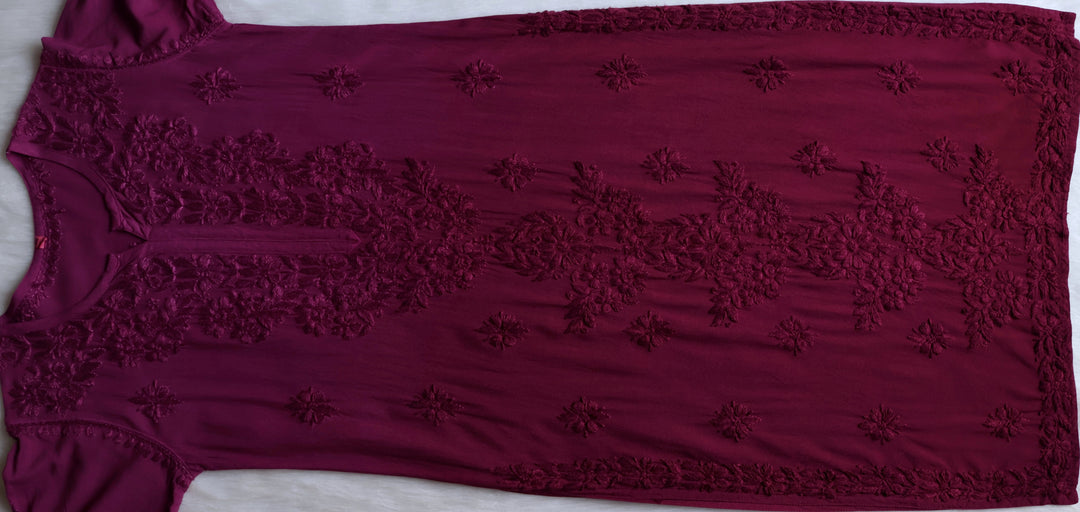 Sarah Deep Plum Long Ombre Rayon Kurta
