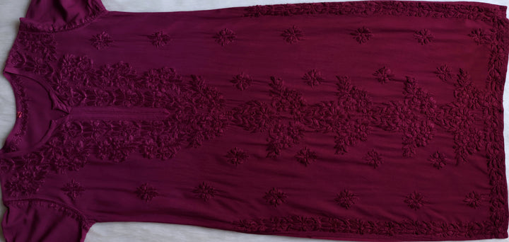 Sarah Deep Plum Long Ombre Rayon Kurta