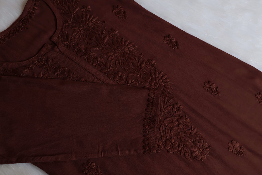 Mahnoor Chocolate Brown Long Rayon Kurta