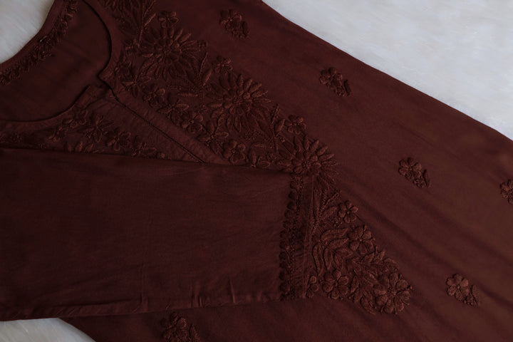 Mahnoor Chocolate Brown Long Rayon Kurta