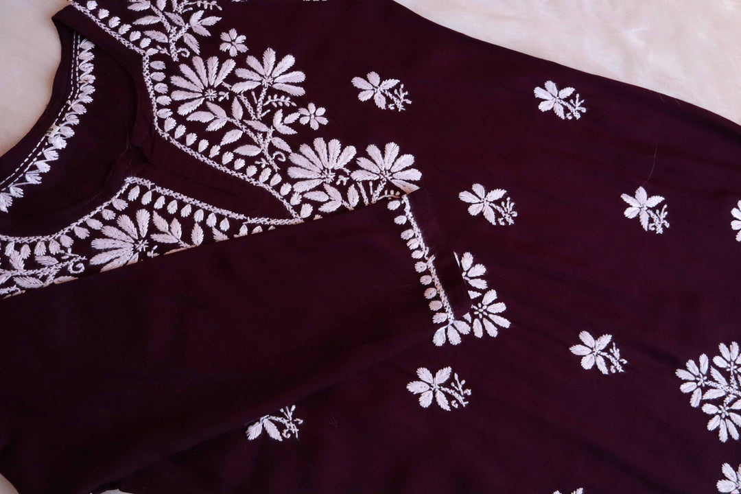 Aayat Deep Plum Short Rayon Kurta