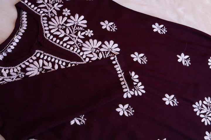 Aayat Deep Plum Short Rayon Kurta