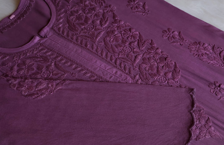 Alishba Dusty Purple Scalloped Rayon set