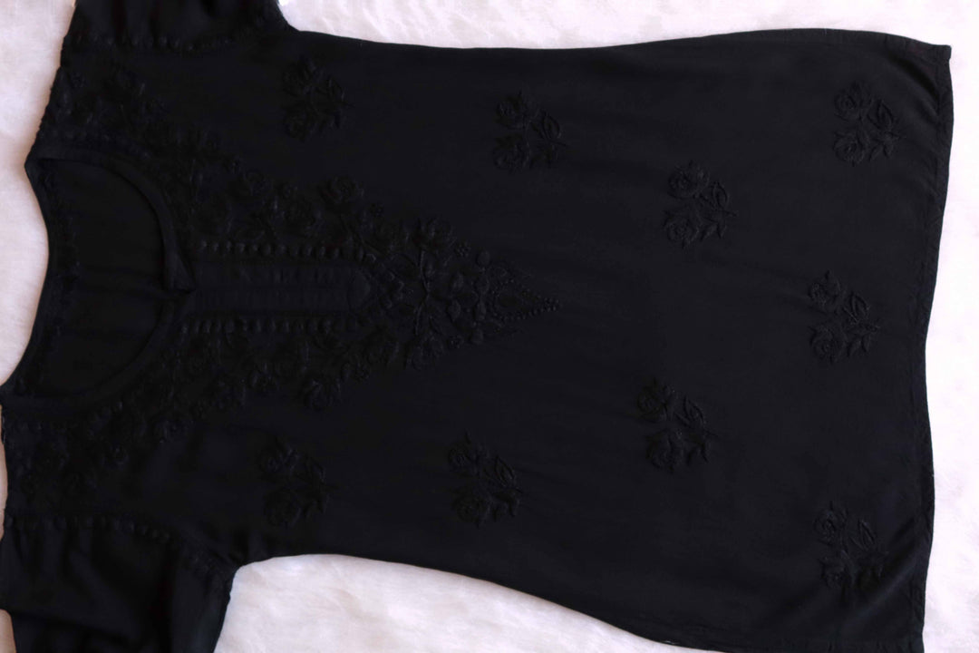 Gul Black Short Rayon Kurta