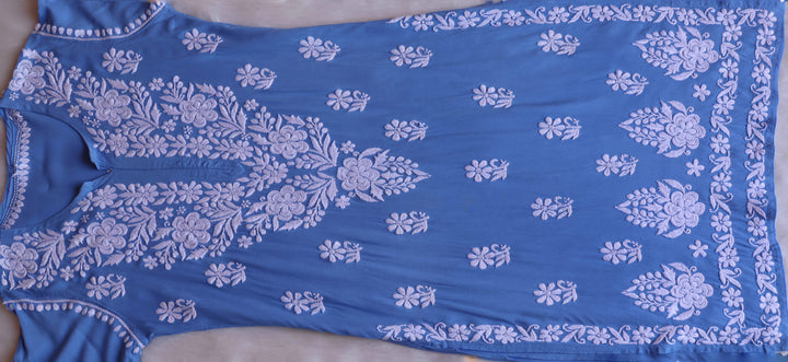 Benafsha Ice Blue Rayon Kurta Pant set