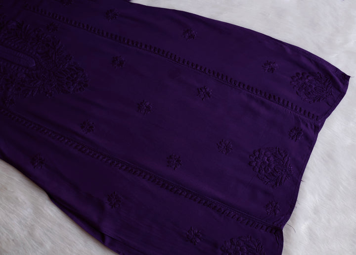 Zainab Deep Purple Ombre Long Rayon Kurta