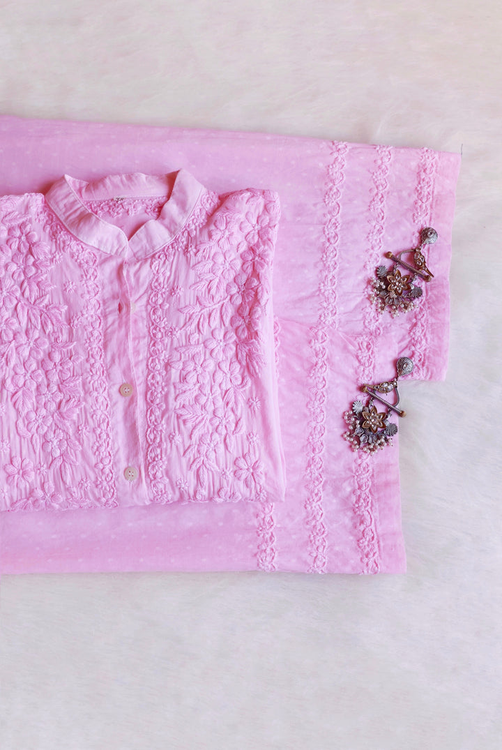 Nazakat Baby Pink Pure Cotton Kurta Set