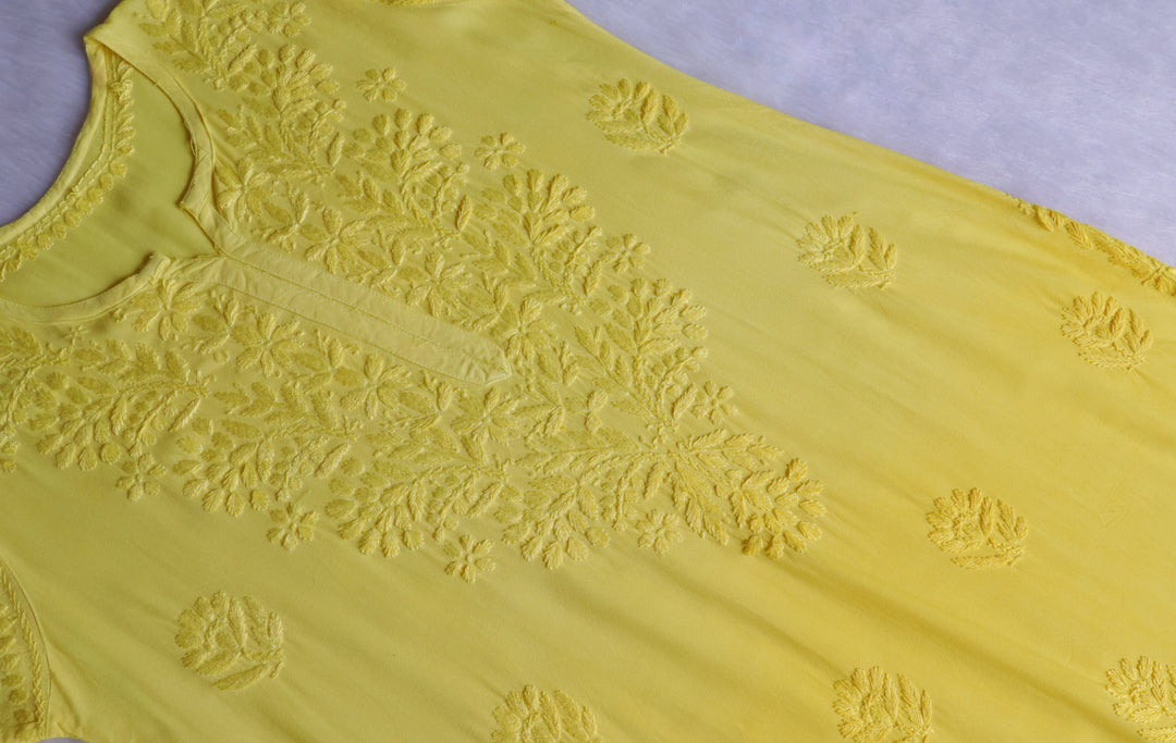 Alvira Lemon Yellow Long Ombre Rayon Kurta