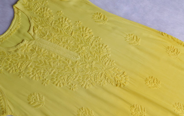 Alvira Lemon Yellow Long Ombre Rayon Kurta