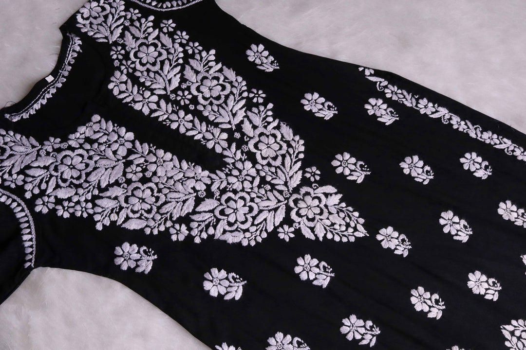 Benafsha Black Rayon Kurta Pant set