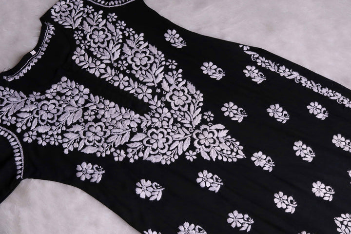 Benafsha Black Rayon Kurta Pant set