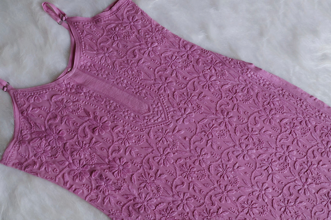 Mehr Dusty Purple Long Viscose Strappy Kurta