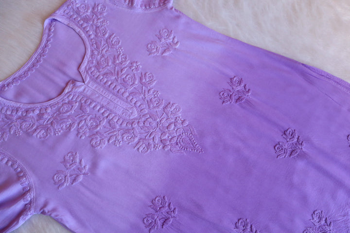 Gul Lavender Short Rayon Kurta