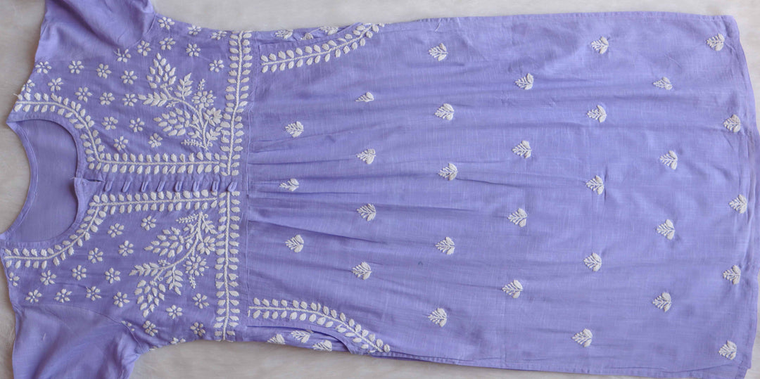 Safaa Lavender & White Linen Kurta