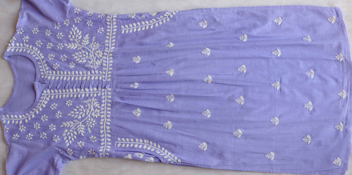 Safaa Lavender & White Linen Kurta