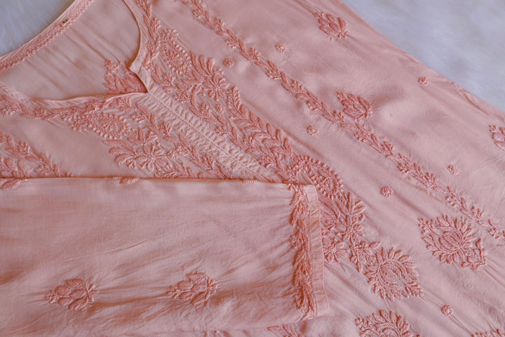 Haania Rose Beige Muslin Kurta